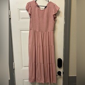 Elegant Pink Tiered Dress